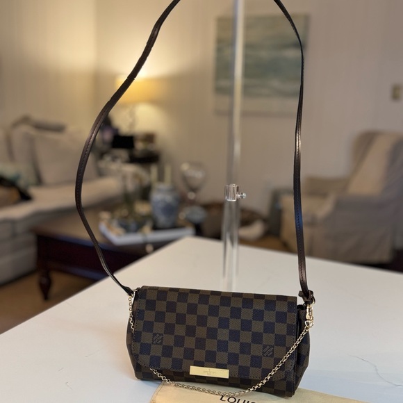 🤎  LOUIS VUITTON  POUCHETTE CHECKERED PATTERN SHOULDER BAG! - Picture 7 of 12